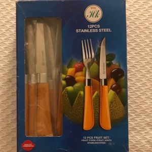 12pcs stainless steel fruit fork and knife set.